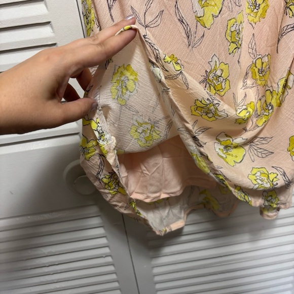 AUDREY3+1 Y2K Light Pink and Yellow Runched Bust Floral Slip Mini Dress Size M - Picture 3 of 7